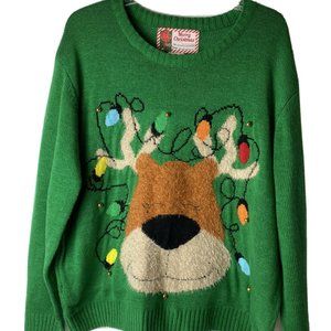Christmas Holiday Sweater Reindeer Size XL Soft